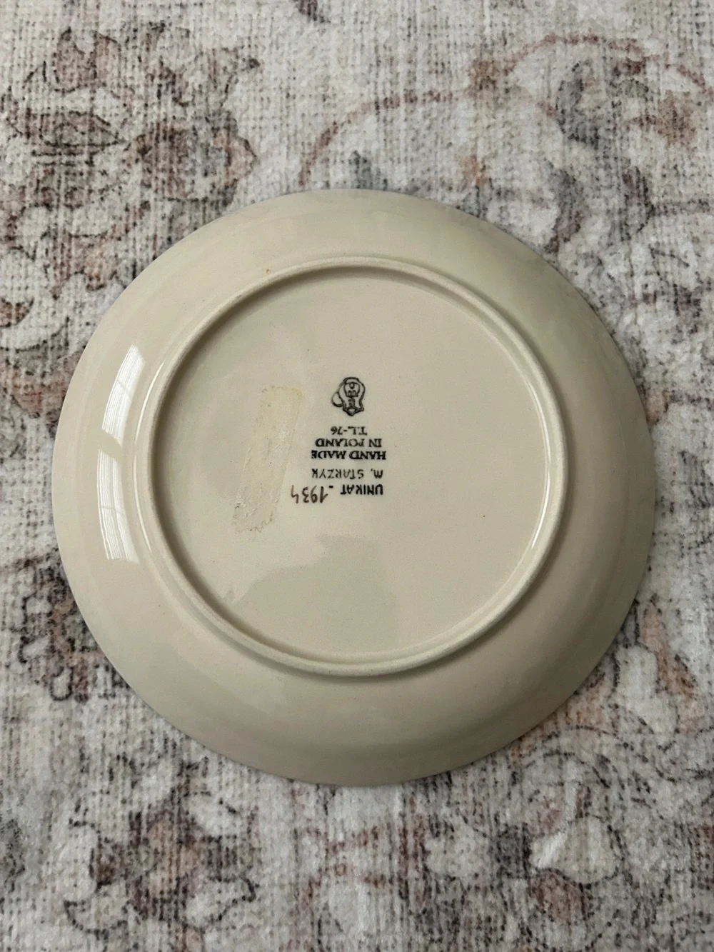 Polish Pottery Floral Dinner Plate Blue Coral Ceramika Artystyczna Handmade
